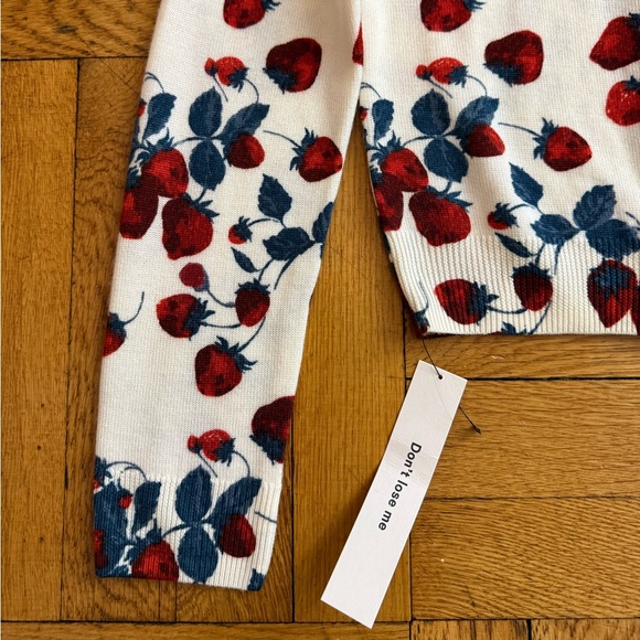 New REFORMATION Bernadette Crew Cardigan in Strawberry Jam - Picture 12 of 15